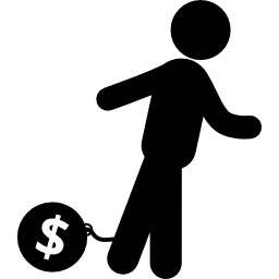 gevangene man met geldboei en bal icoon