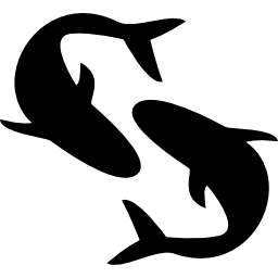 Знак зодиака Рыбы - символ двух рыб иконка