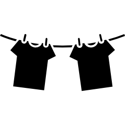 Clothes hanging on rope for drying icon