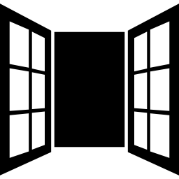porta de janela de vidros aberta Ícone
