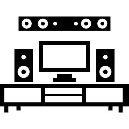 Home theatre and monitor on livingroom furniture icon