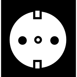 Electric socket of circular shape with two holes icon