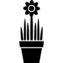 vaso per piante con fiori per decorare il soggiorno icona