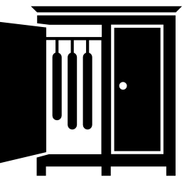 衣服を掛けるための側面のドアが開いた寝室のクローゼット icon