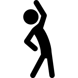 Stretching man silhouette raising right arm icon