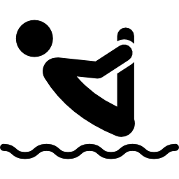 Man silhouette jumping inverted to water icon