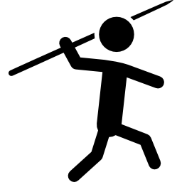 wurfspeer-silhouette eines männlichen werfers icon