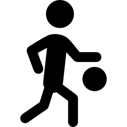 silueta de jugador de baloncesto con la pelota icono