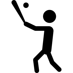 Baseball player with bat hitting the ball icon