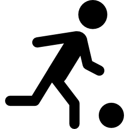 Soccer player running behind the ball icon