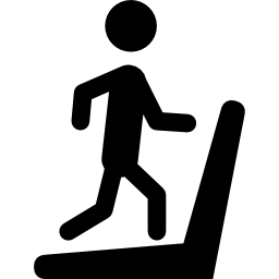 Man silhouette running on treadmill machine icon