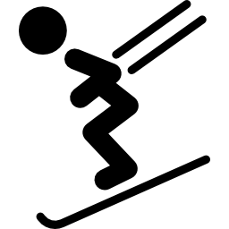 skifahrer einen hügel hinunter icon