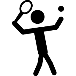 siluetta del giocatore di tennis che colpisce la palla con una racchetta icona