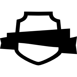 Ribbon on shield outline icon