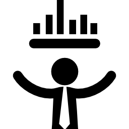 Businessman with stats bars graphic icon