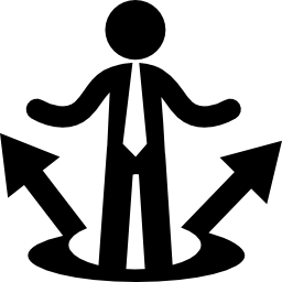 Business man with ascending arrows icon