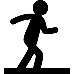 silueta de persona en posición de caminar sobre un piso icono