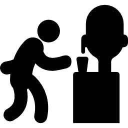 Man serving water in a glass from a dispenser icon