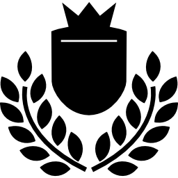 symbolisch schild met kroon en olijftakken icoon