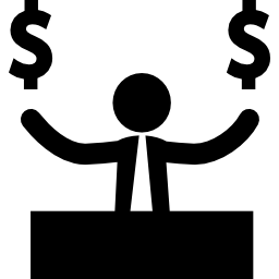 Businessman with dollar money signs icon