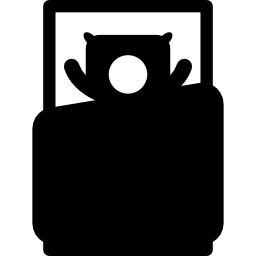 Man lying in his bed from top view icon