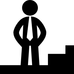 Businessman standing on steps icon