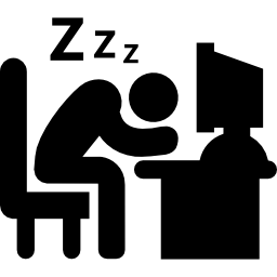 kantoormedewerker slaapt op zijn bureau op het werk icoon