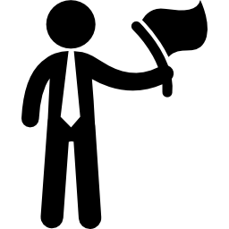 homme affaires, tenue, a, drapeau triangulaire Icône
