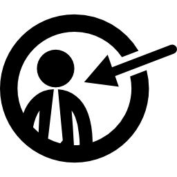 empresario en un círculo apuntado por una flecha icono