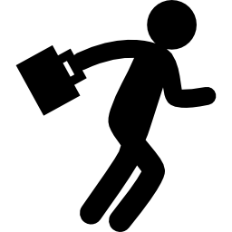 Man silhouette walking with suitcase icon