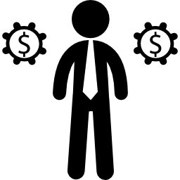 Businessman with money gears icon