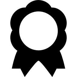 Award medal of flower shape with ribbon tails icon