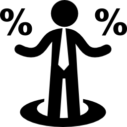 Бизнесмен с знаками процентов иконка