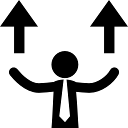 Businessman with up arrows icon