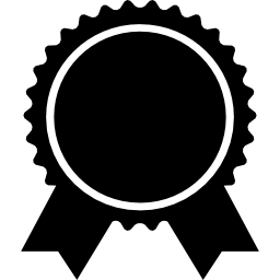insignia de premio de forma circular con colas de cinta icono