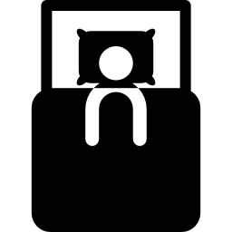 Person resting in a bed from top view icon