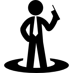 Businessman standing with a phone icon