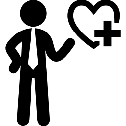 zakenman met een hart en een plusteken icoon