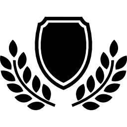 Shield with two leaves branches icon