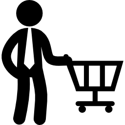 biznesmen z wózek na zakupy ikona