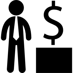 zakenman met dollar valutasymbool icoon