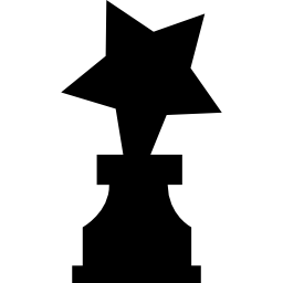 Étoile sur une silhouette de trophée Icône