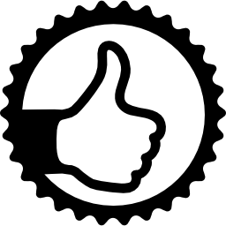 duim omhoog teken in ronde badge icoon