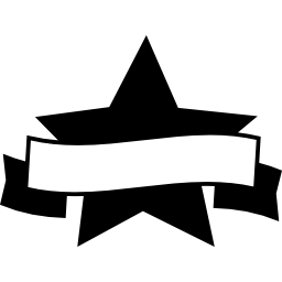 Award symbol of fivepointed star with a banner ribbon icon