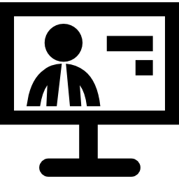Бизнесмен на экране монитора компьютера иконка