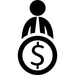 biznesmen z dolarową monetą ikona