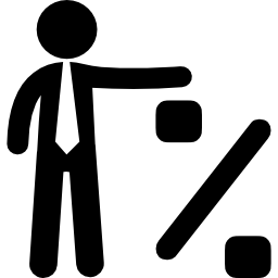 Businessman with percentage sign icon