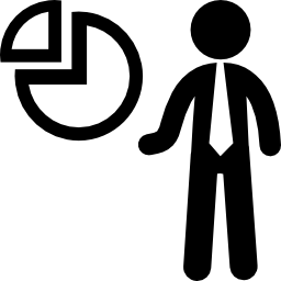 Бизнесмен с круговой графикой иконка