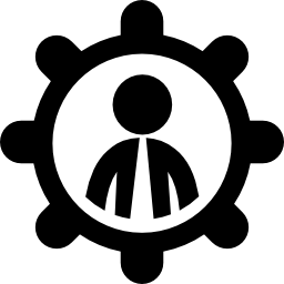 Businessman in a wheel symbol icon