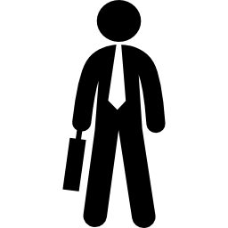 Male business person holding a suitcase icon